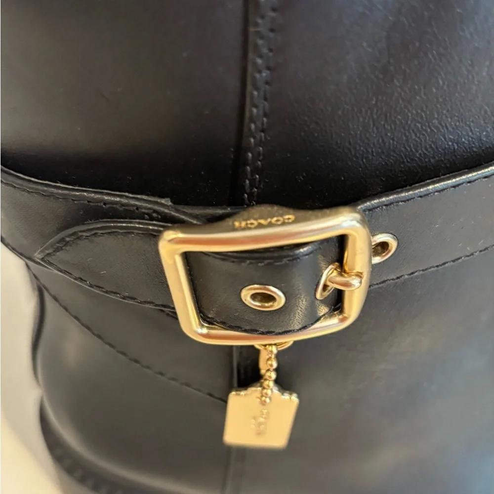 Coach Black Ankle Booties with Gold Buckle - Picture 5 of 10